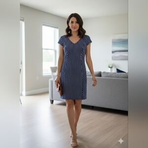 MERONA Navy and White Striped  Dress. Size M